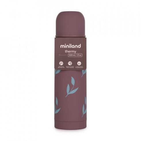 Termos lichide Terra Flowers 500 ml Miniland, Culoare: Visiniu, Cantitate: 500ml,poza 4
