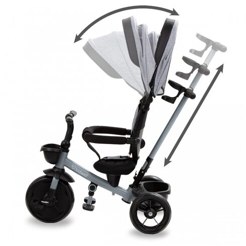 Tricicleta cu sezut rotativ si roti cu spuma EVA Kidwell Axel - Gri, Culoare: Gri,poza 7