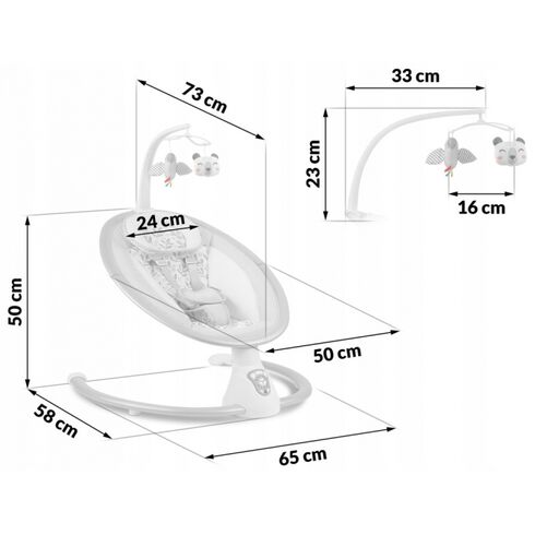 Leagan electric cu vibratii, muzica si jucarii Ricokids 705000, Gri,poza 6