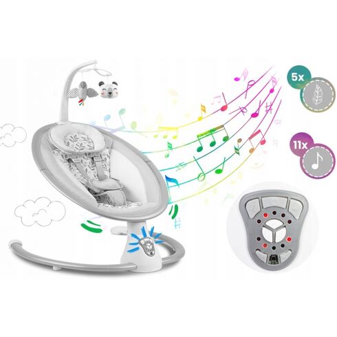 Leagan electric cu vibratii, muzica si jucarii Ricokids 705000, Gri,poza 2