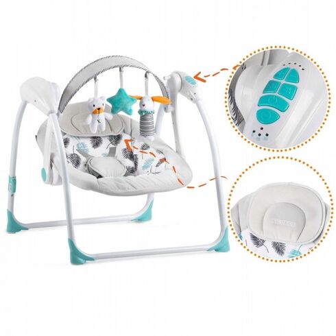 Leagan electric cu muzica Ricokids 7326 - Turcoaz, Culoare: Turcoaz,poza 6
