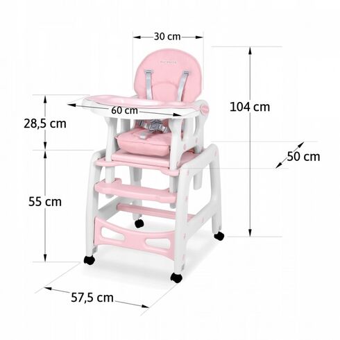 Scaun de masa 5 in 1 Ricokids Sinco - Roz, Culoare: Roz,poza 6  - ExclusivMAG.ro Scaun de masa 5 in 1 Ricokids Sinco - Roz, Culoare: Roz,poza 6