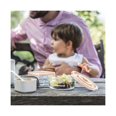 Set de 4 Recipiente etanșe din Sticlă 160 ml Bunny Miniland Baby, Culoare: Roz,poza 4