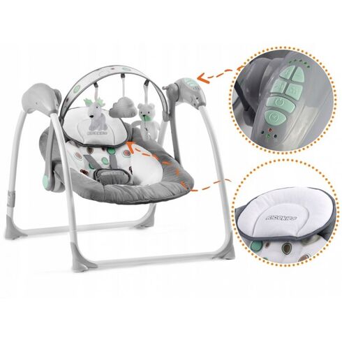 Leagan electric cu muzica Ricokids 7321 - Gri, Culoare: Gri,poza 6