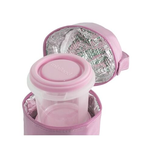 Set 2 Recipiente Plastic 250 ml cu Gentuta izoterma Rose Miniland, Culoare: Roz, Cantitate: 250ml,poza 4