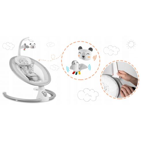 Leagan electric cu vibratii, muzica si jucarii Ricokids 705000, Gri,poza 4