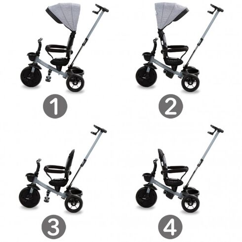 Tricicleta cu sezut rotativ si roti cu spuma EVA Kidwell Axel - Gri, Culoare: Gri,poza 6