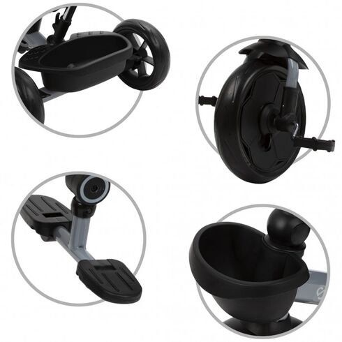 Tricicleta cu sezut rotativ si roti cu spuma EVA Kidwell Axel - Gri, Culoare: Gri,poza 9