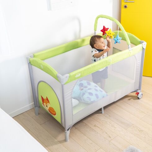 Patut pliant 2 nivele Juju Sleepy Baby, Freddie Fox, Culoare: Verde, Dimensiuni: 120x60,poza 4