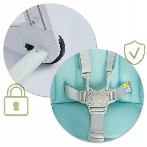 Scaun de masa cu roti Ricokids Tugo - Turcoaz, Culoare: Turquoise,poza 4