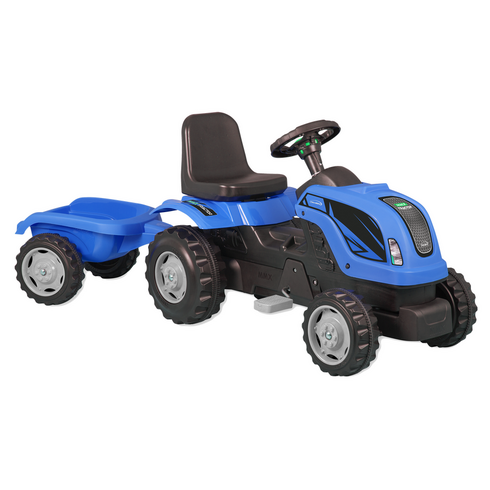 Tractor cu pedale si remorca Micromax MMX Albastru, Culoare: Albastru