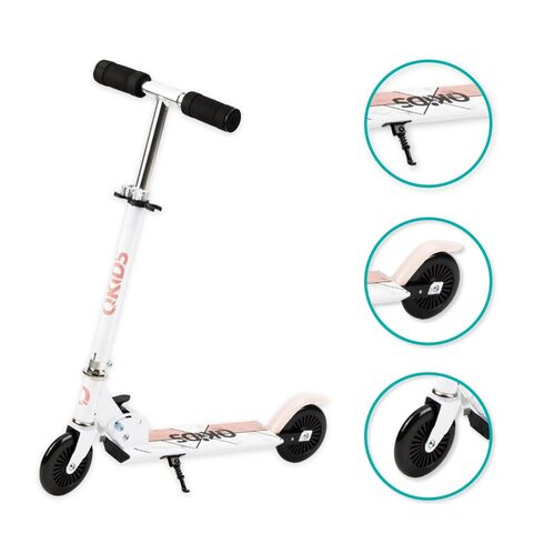 Trotineta copii, QKIDS, FLO Pink, Rulmenti ABEC-9, Roti poliuretan 85A, Culoare: Roz,poza 3