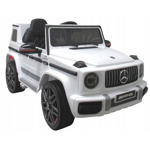 Masinuta electrica cu telecomanda, roti EVA, scaun piele Mercedes G63 Alb, Culoare: Alb,poza 2  - ExclusivMAG.ro Masinuta electrica cu telecomanda, roti EVA, scaun piele Mercedes G63 Alb, Culoare: Alb,poza 2