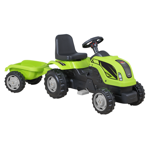 Tractor cu pedale si remorca Micromax MMX Verde, Culoare: Verde  - ExclusivMAG.ro