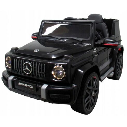 Masinuta electrica cu telecomanda, roti EVA, scaun piele Mercedes G63 Negru, Culoare: Negru