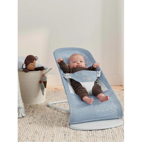 Balansoar Balance Soft, Sky Blue/White, Mesh BabyBjorn, Culoare: Blue,poza 3