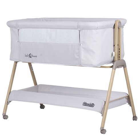 Patut Co-Sleeper Chipolino Sweet Dreams grey stars wood, Culoare: Gri deschis,poza 2