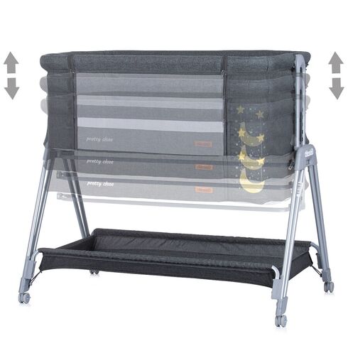 Patut Co-Sleeper Chipolino Pretty Close anthracite, Culoare: Gri,poza 3