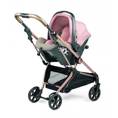 Carucior 3 in 1 Peg Perego Vivace, Lounge, 0 - 22 kg, Mon Amour, Bej / Roz, Culoare: Crem,poza 3