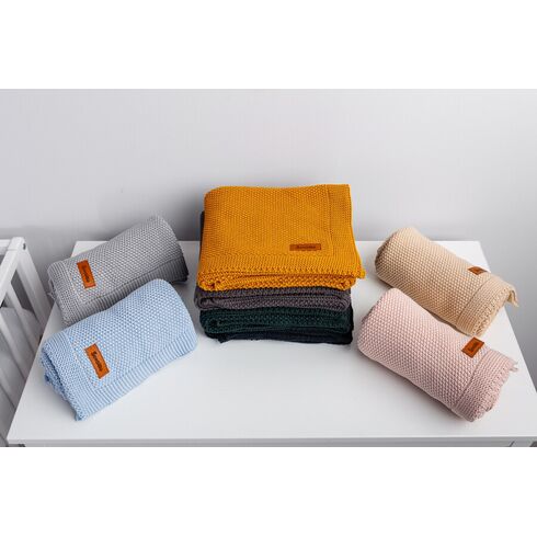 Paturica de bumbac tricotata Sensillo 100x80 cm Albastru Inchis, Culoare: Albastru,poza 5