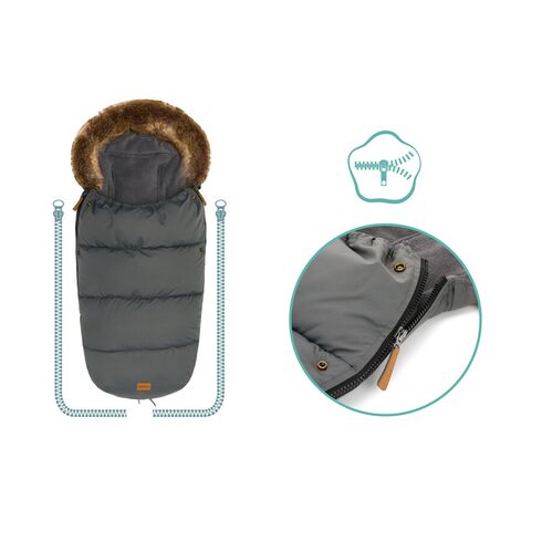 Sac de iarna cu guler blanita detasabil, pentru carucior, Grey, 100x50 cm, Fillikid, Culoare: Gri,poza 4