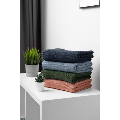 Paturica de bumbac si bambus Sensillo 100x80 cm Granat, Culoare: Albastru,poza 4