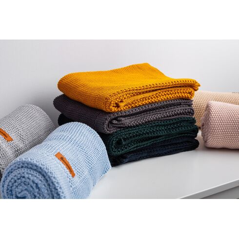 Paturica de bumbac tricotata Sensillo 100x80 cm Albastru Inchis, Culoare: Albastru,poza 6