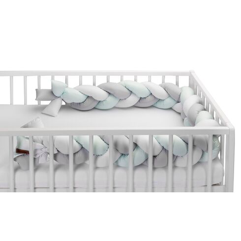 Protectie interioara pentru patut Sensillo 210 cm Menta/Gri, Culoare: Turcoaz - poza 7 - ExclusivMAG.ro