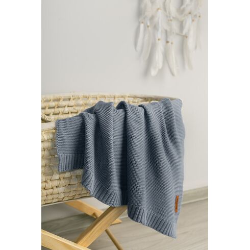 Paturica de bumbac si bambus Sensillo 100x80 cm Jeans, Culoare: Blue - poza 4 - ExclusivMAG.ro