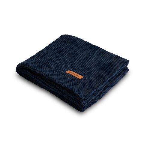 Paturica de bumbac tricotata Sensillo 100x80 cm Albastru Inchis, Culoare: Albastru