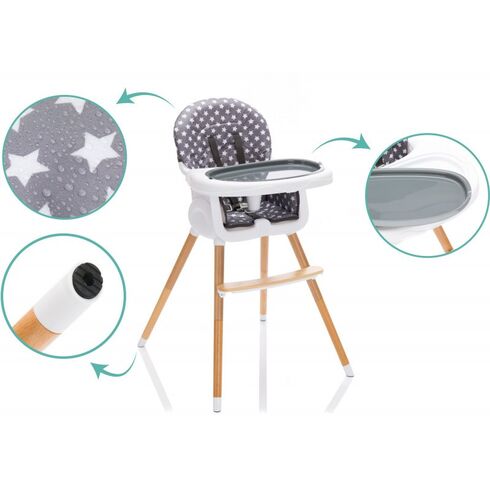 Scaun inalt pentru masa Paul Star Grey Fillikid, Culoare: Alb/Gri,poza 7