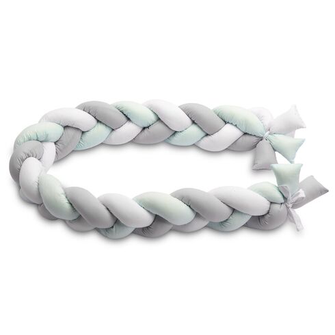 Protectie interioara pentru patut Sensillo 210 cm Menta/Gri, Culoare: Turcoaz - poza 11 - ExclusivMAG.ro