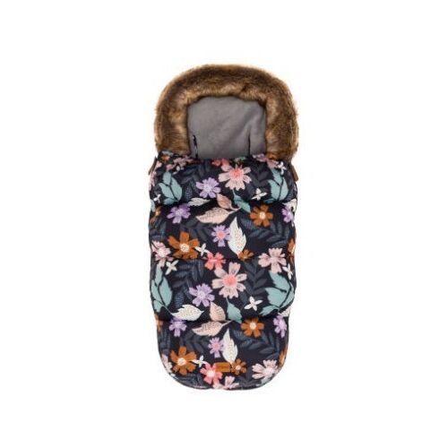 Sac de iarna cu guler blanita detasabil, pentru carucior, negru floral, 100x50 cm, Fillikid, Culoare: Multicolor