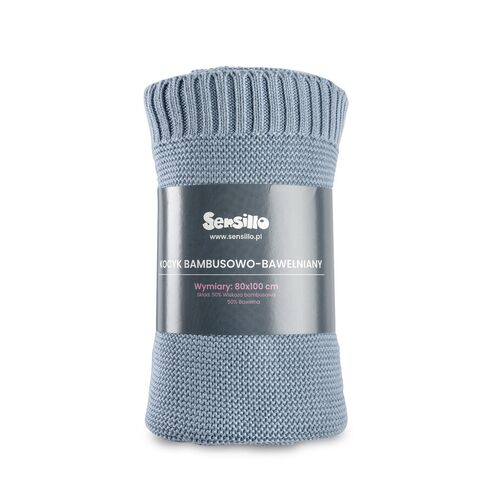 Paturica de bumbac si bambus Sensillo 100x80 cm Jeans, Culoare: Blue - poza 2 - ExclusivMAG.ro