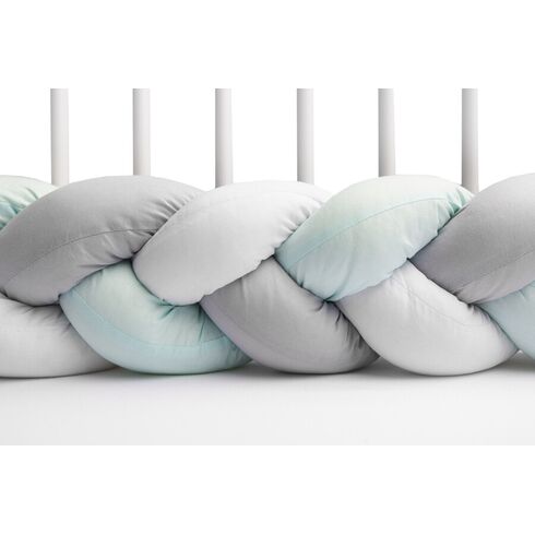Protectie interioara pentru patut Sensillo 210 cm Menta/Gri, Culoare: Turcoaz  - ExclusivMAG.ro
