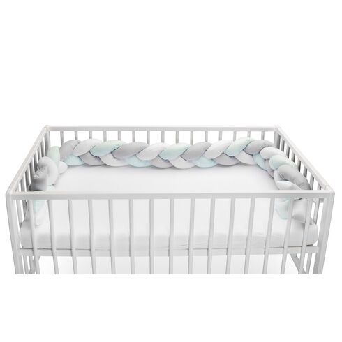Protectie interioara pentru patut Sensillo 210 cm Menta/Gri, Culoare: Turcoaz - poza 9 - ExclusivMAG.ro