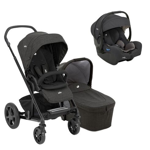 Carucior pentru copii multifunctional 3 in 1 Joie Chrome Dlx Pavement/ i-Gemm Shale, Culoare: Negru  - ExclusivMAG.ro