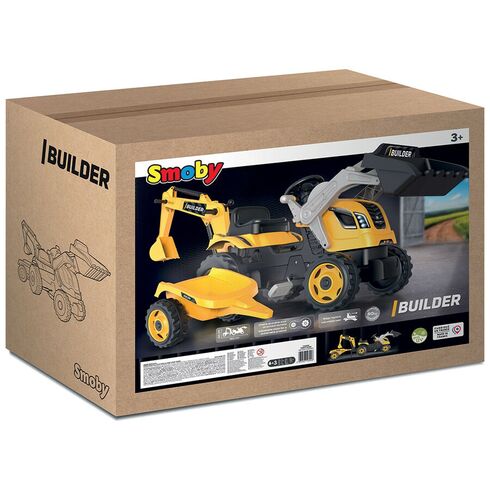 Tractor cu pedale si remorca Smoby Builder Max galben,poza 9