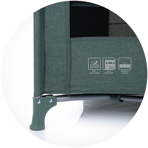 Patut pliabil Chipolino Merida aloe linen cu laterala culisanta, Culoare: Verde inchis, Dimensiuni: 120x60 - poza 8 - ExclusivMAG.ro