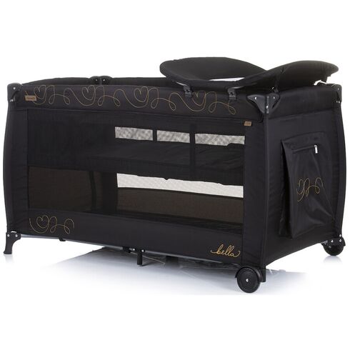 Patut pliabil Chipolino Bella ebony, Culoare: Negru, Dimensiuni: 120x60,poza 3