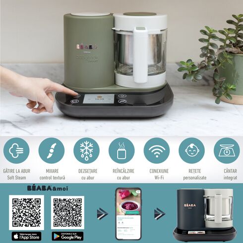 Robot Beaba Babycook Smart + Wi-Fi Grey Green, Culoare: Verde - poza 5 - ExclusivMAG.ro
