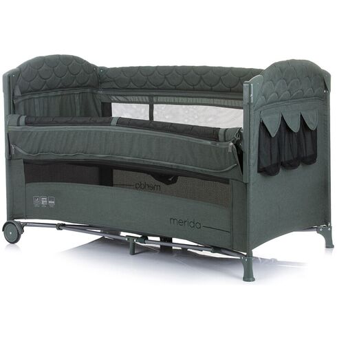 Patut pliabil Chipolino Merida aloe linen cu laterala culisanta, Culoare: Verde inchis, Dimensiuni: 120x60 - poza 3 - ExclusivMAG.ro