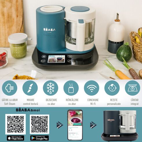 Robot Beaba Babycook Smart + Wi-Fi Peacock Blue, Culoare: Albastru - poza 5 - ExclusivMAG.ro