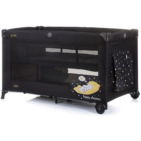 Patut pliabil Chipolino Ariel ebony, Culoare: Negru, Dimensiuni: 120x60,poza 3