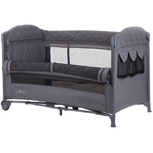 Patut pliabil Chipolino Merida graphite linen cu laterala culisanta, Culoare: Gri, Dimensiuni: 120x60