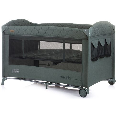 Patut pliabil Chipolino Merida aloe linen cu laterala culisanta, Culoare: Verde inchis, Dimensiuni: 120x60 - poza 5 - ExclusivMAG.ro