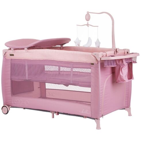 Patut pliabil Chipolino Bella rose water, Culoare: Roz, Dimensiuni: 120x60