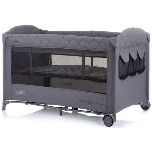Patut pliabil Chipolino Merida graphite linen cu laterala culisanta, Culoare: Gri, Dimensiuni: 120x60,poza 5