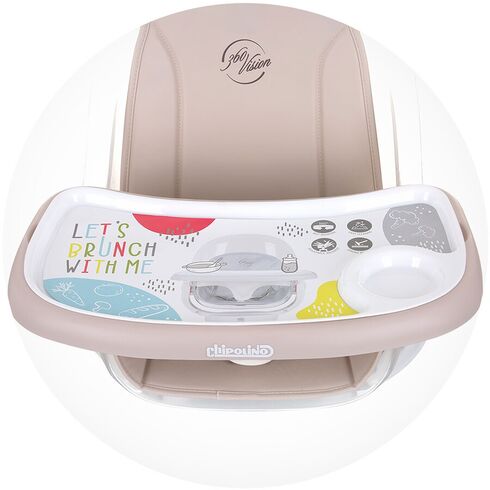 Scaun de masa cu sezut rotativ Chipolino Vision sand, Culoare: Crem,poza 10