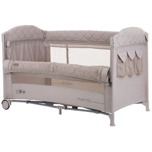 Patut pliabil Chipolino Merida sand linen cu laterala culisanta, Culoare: Crem, Dimensiuni: 120x60,poza 2